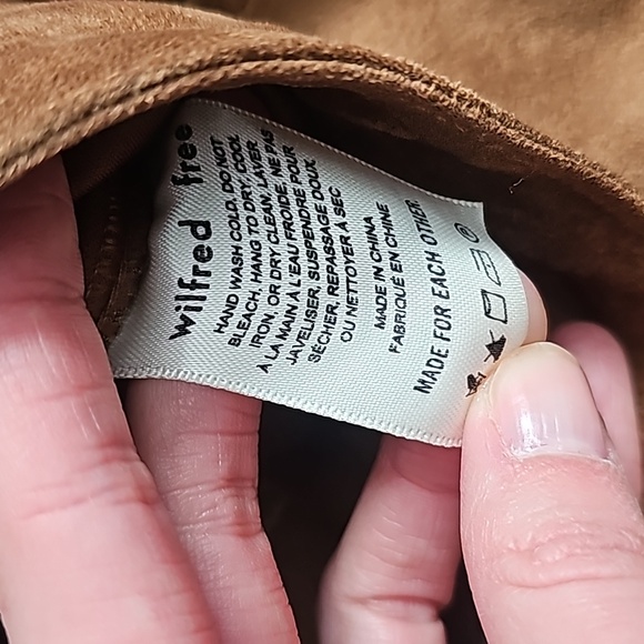 Aritzia Wilfred Free Dark Camel Vegan Suede Mini Skirt Size 2 - Picture 5 of 8